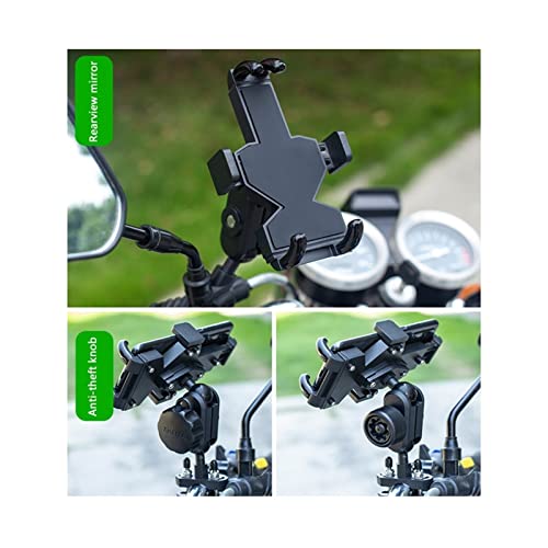 Universele Motorfiets Bike Mobiele Telefoon Houder Aluminium Fiets Rijpbeugel GPS Mount Stuur Side Mirror Stand (Color : Anti-theft knob) - Image 8