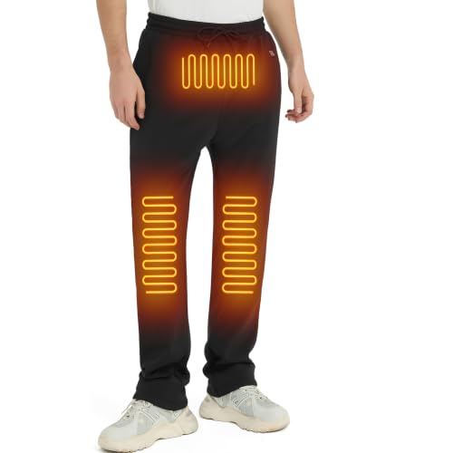 FERNIDA Beheizbare Hose mit Akku, Herren Beheizte Hose, Schwarze Thermo Heizhose für Herbst Winter Outdoor Warme, 8 Heizkissen, XL