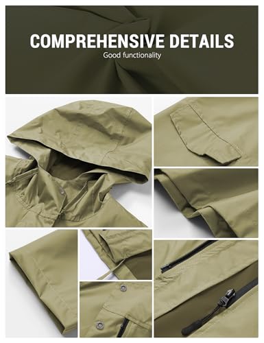 Image of Venzina Raincoat for Women High Waterproof Hooded Rain Jacket Zip-up Rain Coat Knee-length Lightweight Rainwear with Storage Pouch, Stylish A-line Poncho for Camping, Commutes, Travel