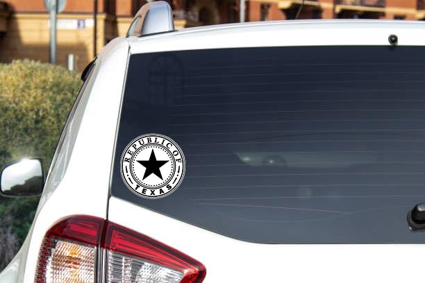 Image of eDesign 2-Pack Round Vintage Republic of Texas Sticker Vinyl Decal - 4 Inches - Texas Lone Star Sticker for Car Truck Van Window Bumper Laptop Tablet Cup Tumbler Water Bottle and Any Smooth Surface