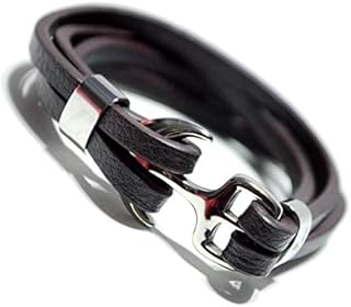 Bracelets for men of the metal and the leather - Black Color br009-0104