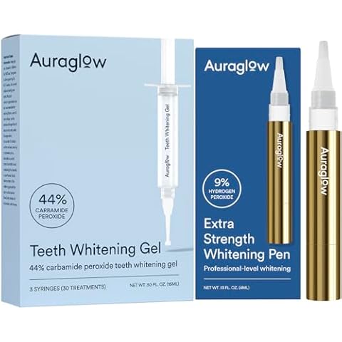 Auraglow 44% Teeth Whitening Gel & Extra Strength Whitening Pen Cover