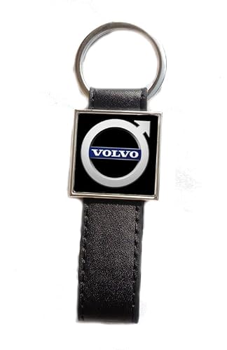 Print Corner Porte-clés Acier/Simili Cuir Classic compatible avec - Volvo (Noir)