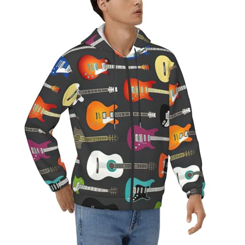 Sweat à capuche guitare pour homme pull doux coloré d'automne et d'hiver