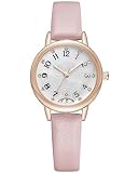 CIVO Uhr Damen mit Kalendar Damenuhr Rosa Lederarmband Elegant Wasserdicht Perlmutt Zifferblatt Analog Armbanduhr Damen Roségold Gehäuse Quarzuhr Geschenke Frauen