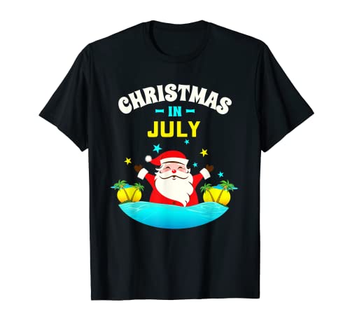 Christmas in July Shirts for Women Men Kids Santa Hawaiian T-Shirt