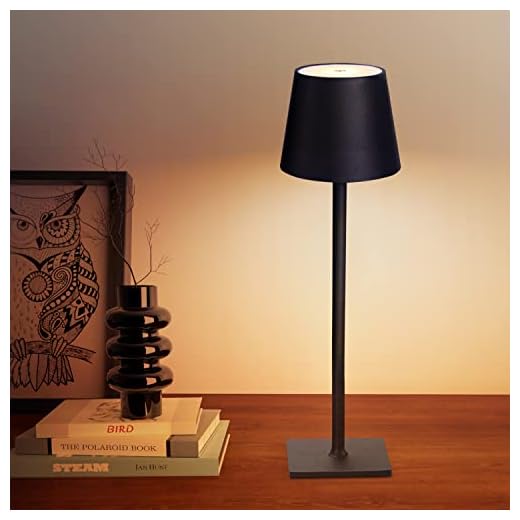 CHLORANTHUS Cordless Table Lamps, 3 Colors Stepless Dimming, 4000mAh Rechargeable Battery LED Desk Lamp for Bedroom/Couple Dinner/Desk/Cafe/Dining Room/Terrace (Black)