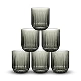 INDE SANTA CLARA | Set 6 Vasos de Cristal Agua 270cc Odiel Verde, Vasos Agua de Vidrio Relieve Verde, Aptos Lavavajillas y Microondas