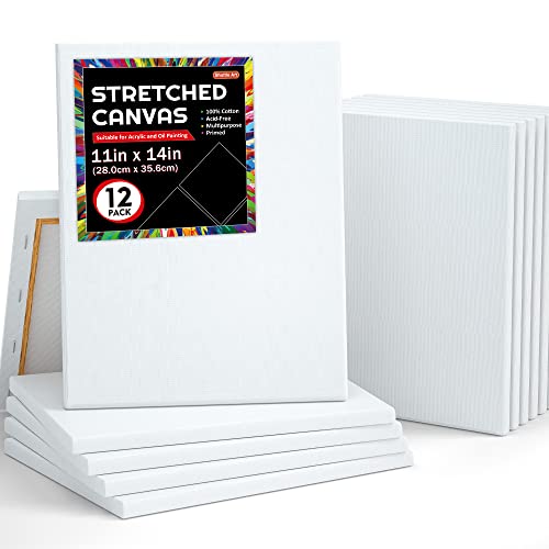 Shuttle Art Stretched Canvas, 12 Pack 11 X 14 Inch Canvases For Painting, 100% Cotton, Primed White, Premium Painting Canvas For Beginners And Artists For Acrylic, Oil, Acrylic Pouring Painting #TOP17