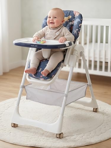 Image of POLKA TOTS Ergonomic High Chair for Baby | Convertible Baby Feeding Chair for 0 to 5 Years| Portable & Foldable Kids Chair for 6 Months to 5 Years | 5 Point Safety Harness & Feeding Tray | Premium Booster Seat - EN14988 Certified