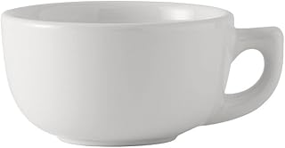 Tuxton BWF-1402 Vitrified China Cappuccino Cup, 14 oz, White (Pack of 24),