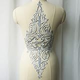 kleider französisch Material: Stoff. SCDZS Große Silberne Gewebe Applikationen Hohlgitter edles bestickte Kleid nähen Eisen auf Patch für Hochzeit Kleid DIY