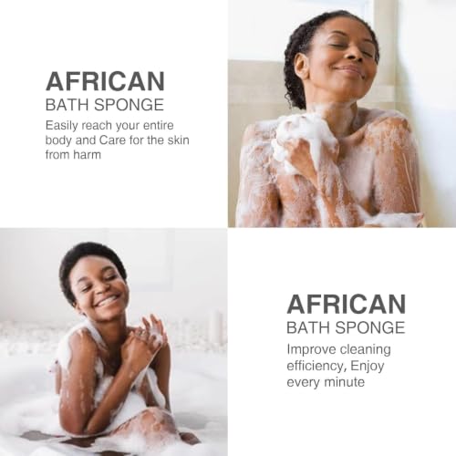 Image of UJFQBH 3 Piece Bright Style African exfoliating net Exfoliating Shower Set Long Bath Sponges for Smooth, Refreshed Skin, The Exterior Gleams - Ideal for Daily Use (Bright Yellow, Pink, Purple)
