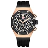 Mini Focus Mens Watch Octagon Casual Wrist Watch (Chronograph/Waterproof/Luminous/Calendar) Silicon/Leather Band Watch for Men