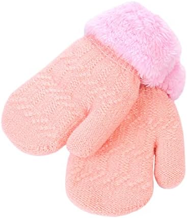 Baby Toddler Furry Winter Gloves Cold Weather Warm Knit Magic Mittens On String Kids Insulated Snow Warm Gloves with Fleece Lining for Baby Girls Boys 0-3 Years Gift