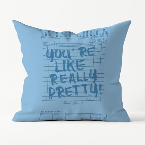 Poecinvi Blue Inspirational Pillow Covers 18x18, You are Pretty Guest Check Pillowcase, Funky Throw Pillow Covers, Girly Decor for Bedroom, Positive Decor for Home, Inspirational Gifts for Women.