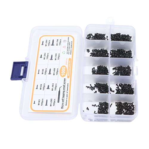 Sortido de Parafusos Auto-roscantes, Rosca Profunda M1 M1.2 M1.4 M1.7 Parafusos de Relógio de Cabeça