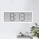 Hojalis Digitale Wanduhr Batteriebetrieben, Wanduhr Digital mit Temperatur Luftfeuchtigkeit LCD Anzeige Datum 12/24 Stunden, Digitale Wanduhr Funk für Wohnzimmer, Kinderzimmer, Digital Wall Clock