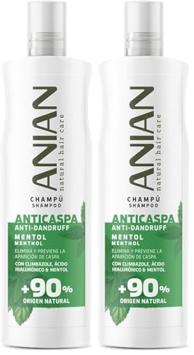 ANIAN - Champú Anticaspa Mentol, 400 ml, Elimina y Previene la Aparición de Caspa, Mayor Brillo e Hidratación, para Cabello con Tendencia a la Descamación y Caspa (Paquete de 2)