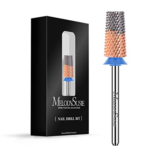 MelodySusie Tapered Barrel Nail Drill Bits, 3/32'' Carbide Tungsten Bits, Suitable for Manicure Pedicure Cuticle Gel Polishing, Technicians Bits, Silver & Rose Gold, Series Bit-S, Medium