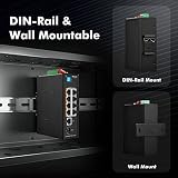 MokerLink 10-portowy przemysłowy przełącznik Din Rail PoE, 8 portów PoE+ 100 Mb/s IEEE802.3af/at, 1 Gigabit Ethernet i 1 SFP Uplink, Vlan & Extend Mode, DIN-Rail & Wall Mount ..