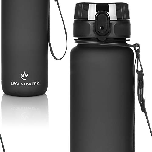 Legendwerk® 1L "LegendBottle" + Fruitzeef - BPA-vrij gemaakt van Tritan, Waterfles voor Sport, Fitness, Fietsen, Universiteit, Wandelen, Joggen, Kamperen - Licht, Duurzaam (zwart) - Image 7