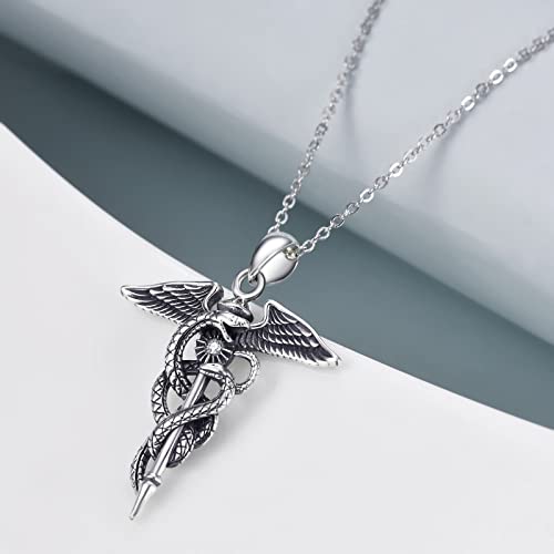 Sheaisrs Snake Necklace Sterling Silver Angle Wing Snake Necklace Jewelry Gifts For Women Men Girls #TOP2