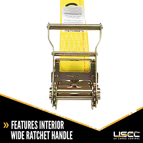 Us Cargo Control, Endless Ratchet Straps, 2 Inch Wide X 20 Foot Long, Yellow Ratchet Straps, Wide Handle Ratchet Tie Down, Endless Cargo Straps, Dependable Strap For Cargo Bundling, 4 Pack #TOP2