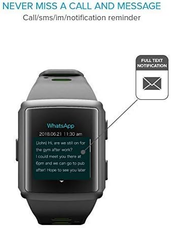 Cellularline EASYSPORT GPS Smartwatch displaying a full WhatsApp message notification.
