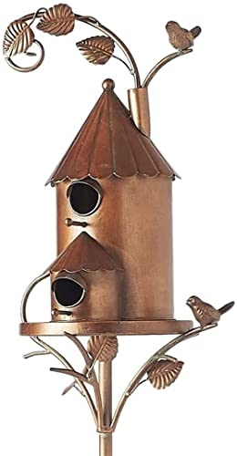 New 2022 Metal Bird House With Pole, Copper Cottage Bird House Stakes, Hummingbird House, Bird Houses Birdhouse Garden Stakes For Outside With Pole For Courtyard Backyard Patio Outdoor Garden Decor #TOP2