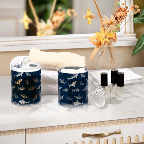 4 Recipientes de Almacenamiento para Baño con Diseño de Tiburón Azul de 396g 8