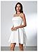 WDIRARA Women's Satin Bow Homecoming Dresses Spaghetti Strap Wedding Guest Gown Summer Mini Dress A White