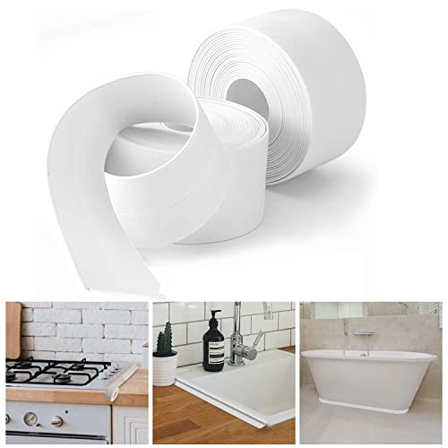 Image of Bath & Kitchen Caulk Tape Sealant Strip, PVC Self-Adhesive Tub & Wall Sealing Tape, Shower Tile Sealer (2PC)