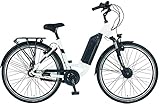 🚴 Dieses Prophete E-Bike Geniesser schlägt ein neues Kapitel in Sachen City E-Bikes auf. Beim modifizierte Wave-Rahmen, Rahmenhöhe von 48 cm, wird das Thema Integration dabei in den Mittelpunkt gestellt. Der 10,4 Ah DownTube Akku (374 Wh) von AEG am Unterrohr ist der zentrale Fokus und bietet Tretunterstützung für Reichweiten von bis zu 100 km (je nach Fahrweise und Untergrund).