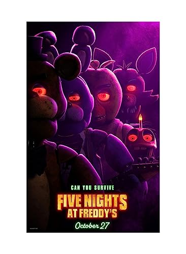 MCERMR Five Nights at Freddy's Poster 2023 Fnaf Movie Posters Prints Bedroom Decor Silk Canvas for Wall Art Print Gift Home Decor Unframe Poster 11x17inch 28x43cm