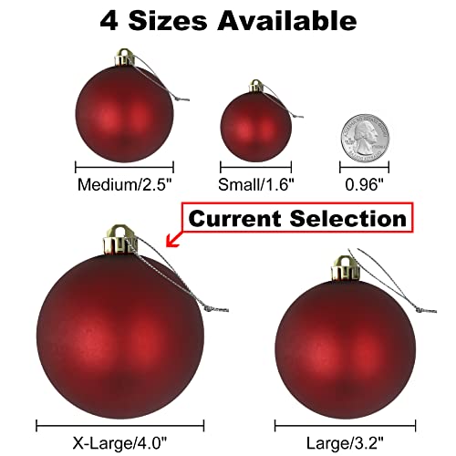 Maroon Large Christmas Balls-Christmas Tree Decoration Ornaments Shatterproof Hanging Balls For Hanukkah New Year Valentine Holiday Decorations Burgundy Wine Red Dark Red Ornaments,Xl(4.0'')4Pcs #TOP5
