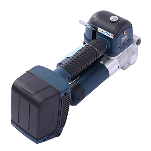 Portable Electric Baler (Dark Blue), 3-in-1 Battery Powered Automatic Strapping Tool with Tensioner and Cutter for PET Straps (0.63-0.75in) for Box Pallet