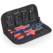 iCrimp Solar PV Panel Crimping Tool Kit, c/w Solar Connector Crimper works for AWG14-10,2.5/4/6mm2, Solar Connectors, Wire Cable Cutter, Solar Spanner Wrench, All in One Oxford Bag