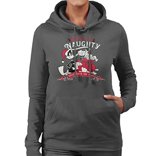All+Every Looney Tunes Christmas Save Santa The Trip Women's Hooded Sweatshirt Charcoal