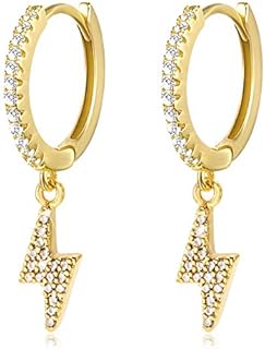 SIMPLGIRL Dainty Dangle Hoop Earrings for Women Girls 14K Gold Plated Geometric Triangle Cone Dangle Huggie Earrings