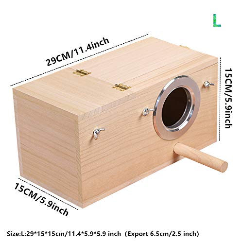 image for YJJKJ Wood Parakeet Nest Box Pet Bird House Parrot Breeding Mating Box