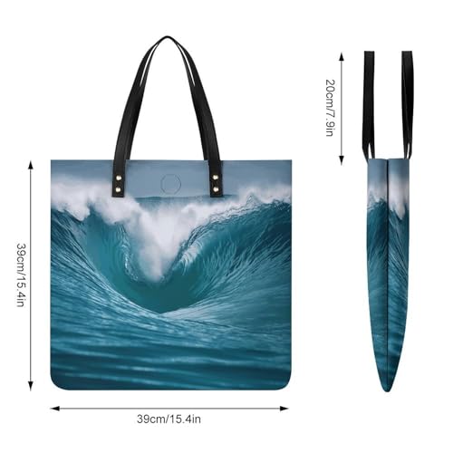 Grand sac d'épicerie léger Ocean Wave en cuir PU résistant - 4