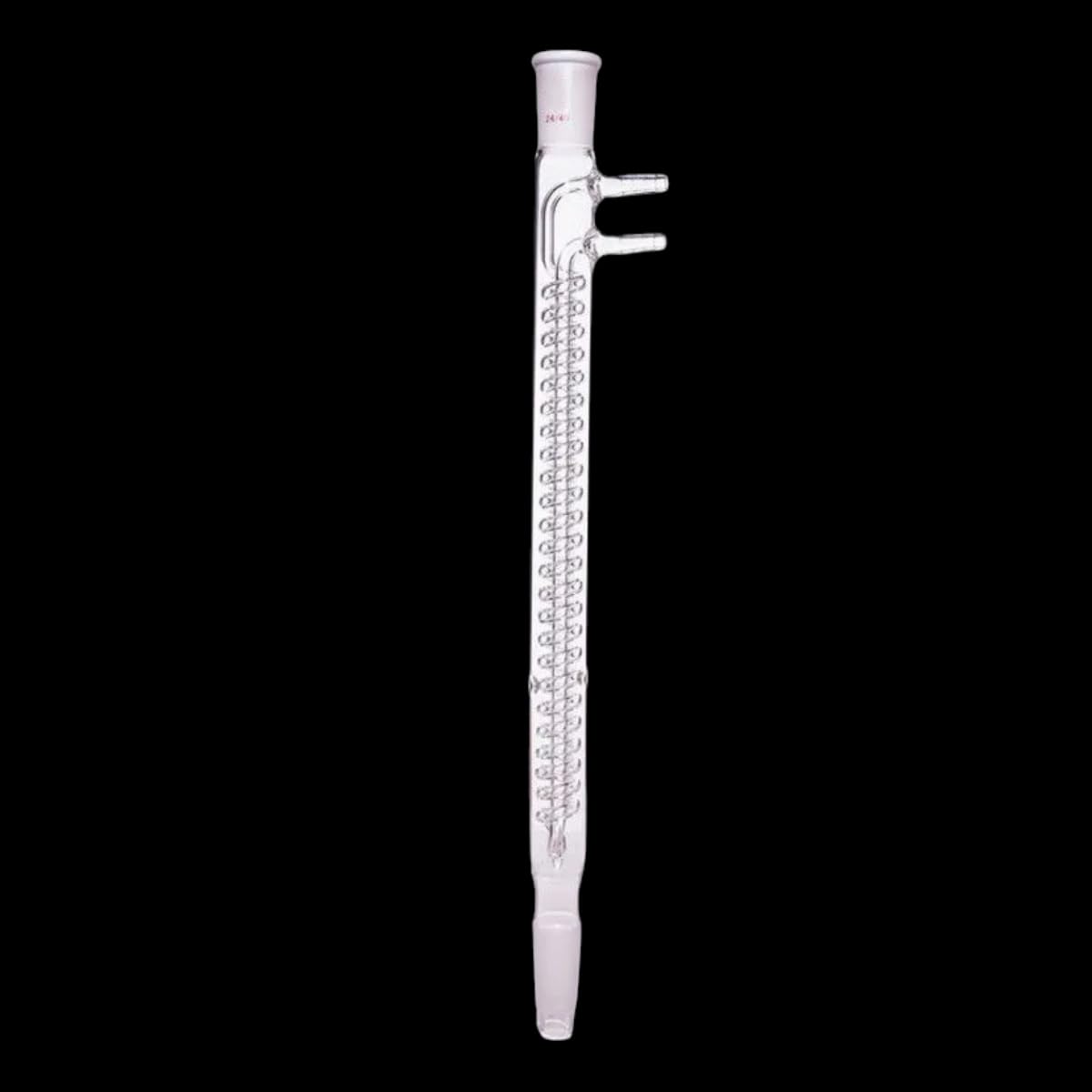 Borosilicate Glass Reflux Condenser with 24/40 Joints and 10mm Hose Connections 275mm Coil Length Large Cooling Capacity