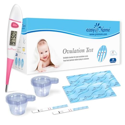 Easy@Home 30 Ovulation Test Strips with 30 Urine Cups + Basal Body Thermometer EBT-018 Pink