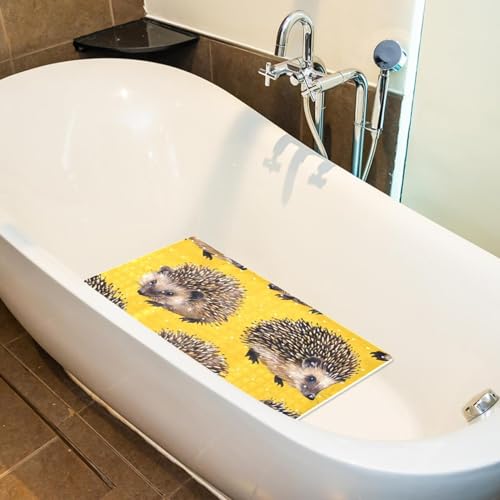 Alfombrilla de baño con ventosas diseño erizo amarillo rectangular 6