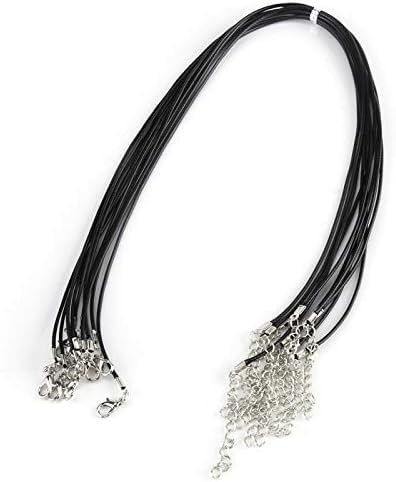 ViaGasaFamido 10Pcs Necklace Cords, 1.5mm Adjustable Braided Necklace Chains Waxed Necklace String with Lobster Clasp for DIY Jewelry Making Bracelets Pendants Beads Accessories(black)