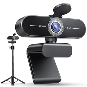 EMEET Cámara web C60E 4K con trípode, cámara de transmisión con enfoque automático PDAF, micrófonos duales, corrección de luz automática, FOV de 73°, cámara web USB Plug & Play para transmisión en