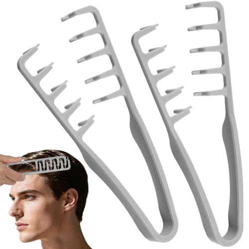 AYBUY 2 Pezzi Generico Pettine Texture Per Uomo, Strumento Volumizzante per Radici, pettine volumizzante con denti larghi Per Coprire le Cuciture, accessorio per la cura del parrucchiere, Grigio