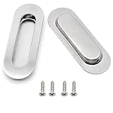 SUNSHINETEK Poignées encastrées ovales 2 pièces Poignées de porte coulissantes encastrées avec vis dissimulées cachées pour armoire de porte ou tiroir (120 * 40mm)