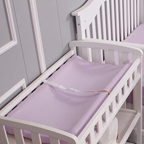 Belsden 2 Pack Microfiber Soft Changing Pad Cover, With 2 Considerate Safety Belt Holes, Durable Diaper Change Table Sheet Set For Baby Girls, 16''X32''X8'', Light Purple & Pink #TOP2
